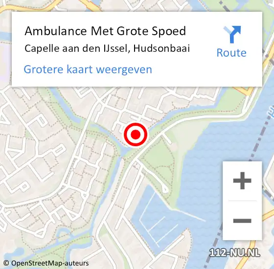 Locatie op kaart van de 112 melding: Ambulance Met Grote Spoed Naar Capelle aan den IJssel, Hudsonbaai op 4 mei 2024 01:08