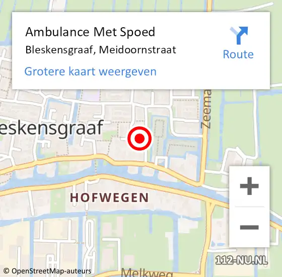 Locatie op kaart van de 112 melding: Ambulance Met Spoed Naar Bleskensgraaf, Meidoornstraat op 4 mei 2024 01:12