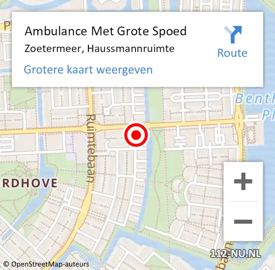 Locatie op kaart van de 112 melding: Ambulance Met Grote Spoed Naar Zoetermeer, Haussmannruimte op 4 mei 2024 01:13