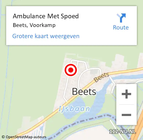 Locatie op kaart van de 112 melding: Ambulance Met Spoed Naar Beets, Voorkamp op 4 mei 2024 01:14