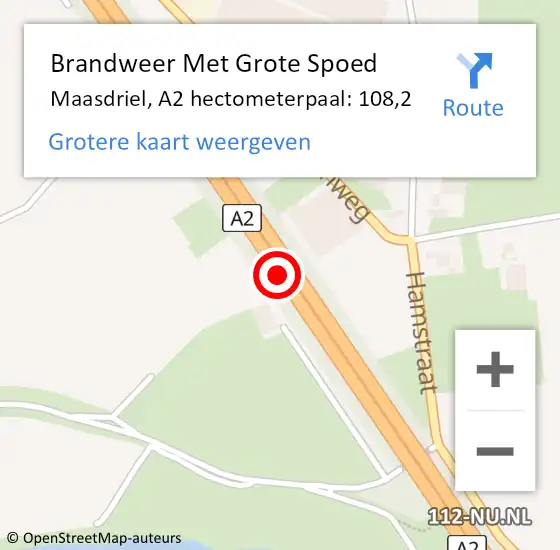 Locatie op kaart van de 112 melding: Brandweer Met Grote Spoed Naar Maasdriel, A2 hectometerpaal: 108,2 op 4 mei 2024 01:19