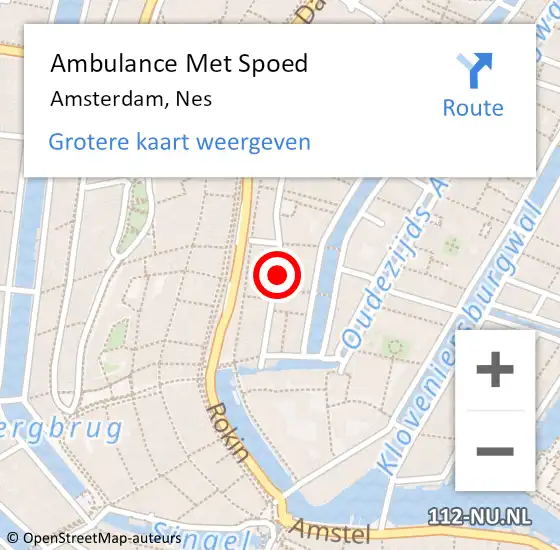 Locatie op kaart van de 112 melding: Ambulance Met Spoed Naar Amsterdam, Nes op 4 mei 2024 01:28