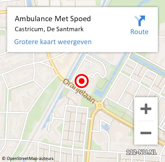 Locatie op kaart van de 112 melding: Ambulance Met Spoed Naar Castricum, De Santmark op 4 mei 2024 01:47