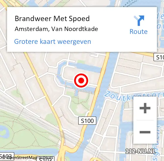 Locatie op kaart van de 112 melding: Brandweer Met Spoed Naar Amsterdam, Van Noordtkade op 4 mei 2024 02:32