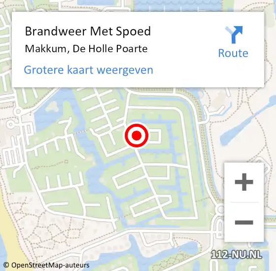 Locatie op kaart van de 112 melding: Brandweer Met Spoed Naar Makkum, De Holle Poarte op 4 mei 2024 02:43