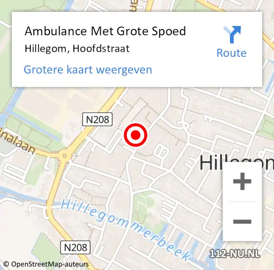 Locatie op kaart van de 112 melding: Ambulance Met Grote Spoed Naar Hillegom, Hoofdstraat op 4 mei 2024 02:50