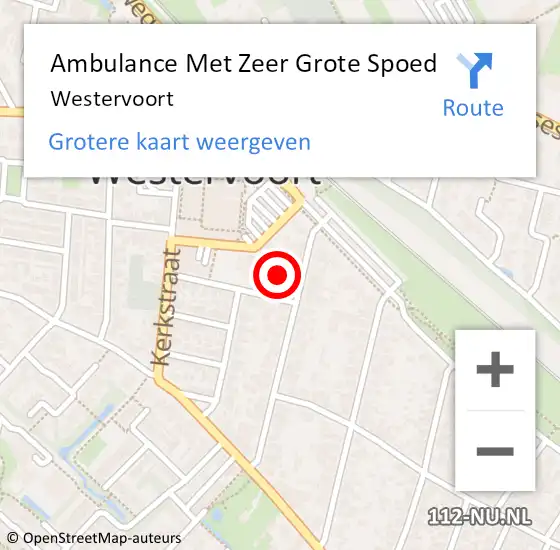 Locatie op kaart van de 112 melding: Ambulance Met Zeer Grote Spoed Naar Westervoort op 4 mei 2024 03:02
