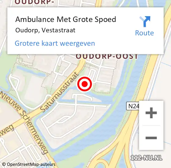 Locatie op kaart van de 112 melding: Ambulance Met Grote Spoed Naar Oudorp, Vestastraat op 4 mei 2024 03:18
