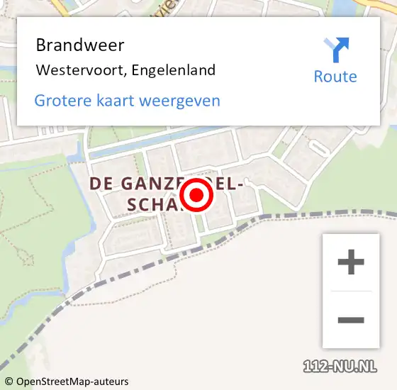 Locatie op kaart van de 112 melding: Brandweer Westervoort, Engelenland op 4 mei 2024 03:21