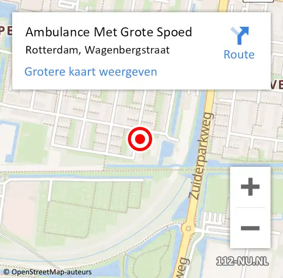 Locatie op kaart van de 112 melding: Ambulance Met Grote Spoed Naar Rotterdam, Wagenbergstraat op 4 mei 2024 03:21