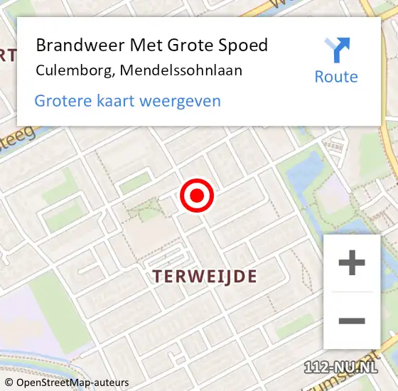 Locatie op kaart van de 112 melding: Brandweer Met Grote Spoed Naar Culemborg, Mendelssohnlaan op 4 mei 2024 03:27