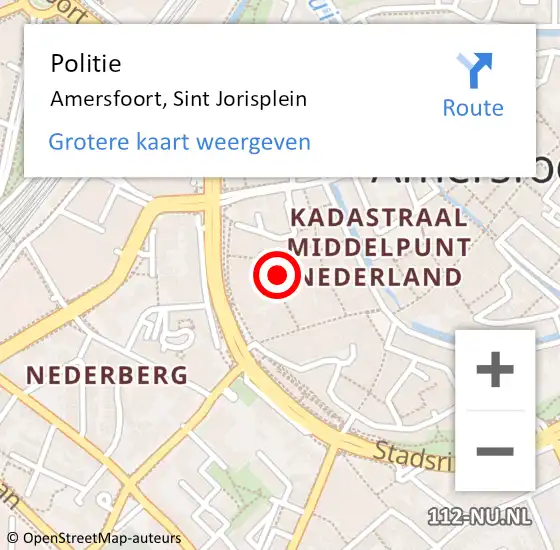 Locatie op kaart van de 112 melding: Politie Amersfoort, Sint Jorisplein op 4 mei 2024 03:30