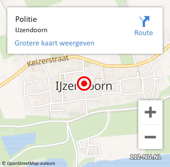 Locatie op kaart van de 112 melding: Politie IJzendoorn op 4 mei 2024 03:34