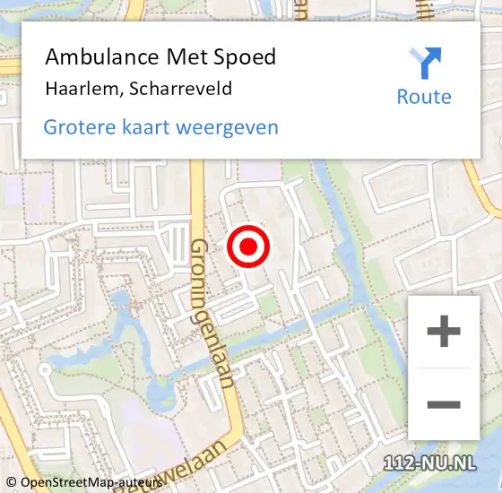 Locatie op kaart van de 112 melding: Ambulance Met Spoed Naar Haarlem, Scharreveld op 4 mei 2024 05:00