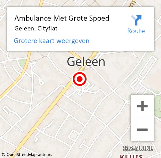 Locatie op kaart van de 112 melding: Ambulance Met Grote Spoed Naar Geleen, Cityflat op 4 mei 2024 05:12