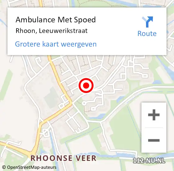 Locatie op kaart van de 112 melding: Ambulance Met Spoed Naar Rhoon, Leeuwerikstraat op 4 mei 2024 05:43
