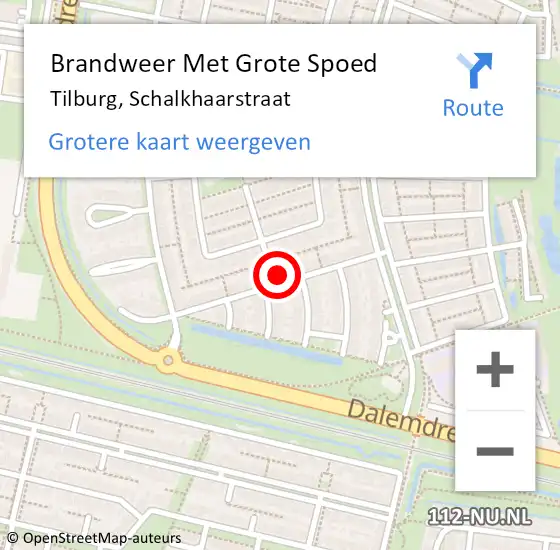 Locatie op kaart van de 112 melding: Brandweer Met Grote Spoed Naar Tilburg, Schalkhaarstraat op 4 mei 2024 05:51