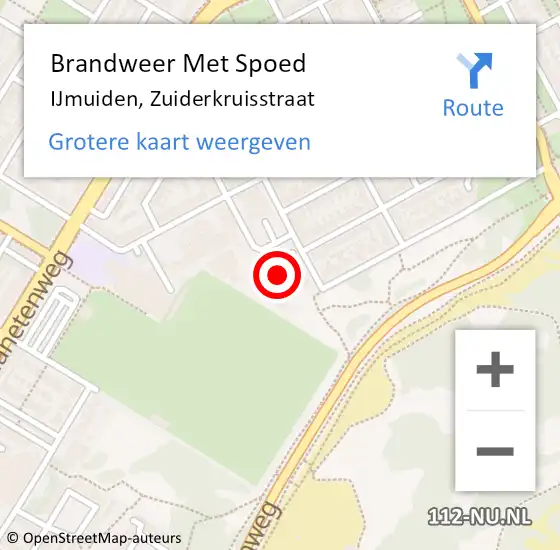 Locatie op kaart van de 112 melding: Brandweer Met Spoed Naar IJmuiden, Zuiderkruisstraat op 4 mei 2024 06:19