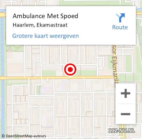 Locatie op kaart van de 112 melding: Ambulance Met Spoed Naar Haarlem, Ekamastraat op 4 mei 2024 07:25