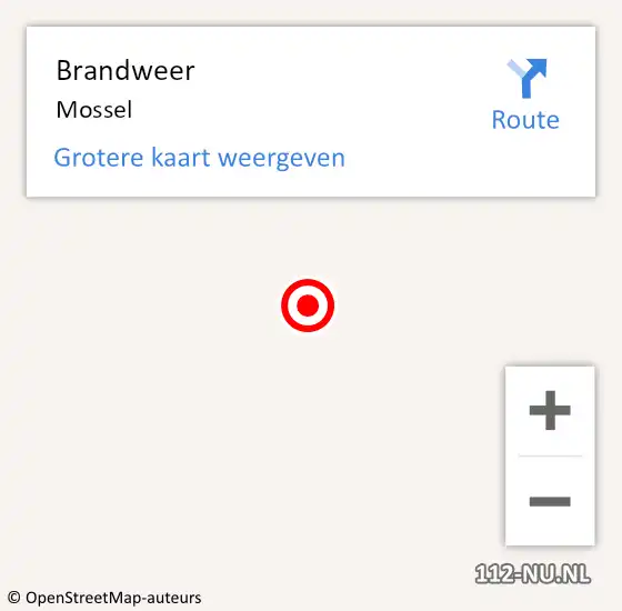 Locatie op kaart van de 112 melding: Brandweer Mossel op 4 oktober 2014 16:34