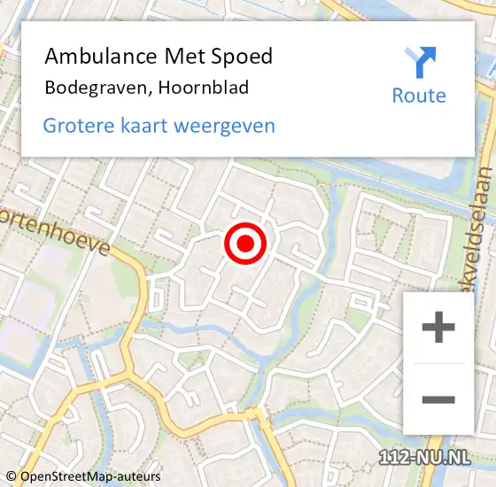 Locatie op kaart van de 112 melding: Ambulance Met Spoed Naar Bodegraven, Hoornblad op 4 mei 2024 07:47