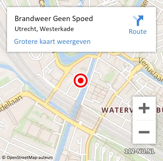 Locatie op kaart van de 112 melding: Brandweer Geen Spoed Naar Utrecht, Westerkade op 4 mei 2024 07:49