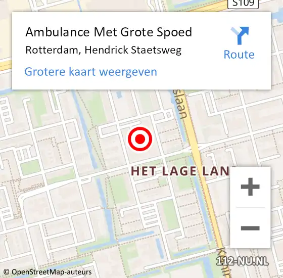 Locatie op kaart van de 112 melding: Ambulance Met Grote Spoed Naar Rotterdam, Hendrick Staetsweg op 4 mei 2024 08:16