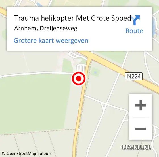 Locatie op kaart van de 112 melding: Trauma helikopter Met Grote Spoed Naar Arnhem, Dreijenseweg op 4 mei 2024 08:24