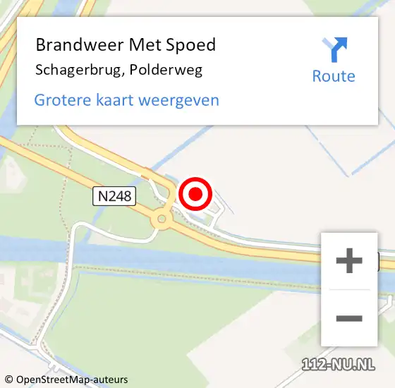 Locatie op kaart van de 112 melding: Brandweer Met Spoed Naar Schagerbrug, Polderweg op 4 mei 2024 08:37