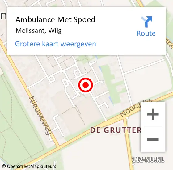 Locatie op kaart van de 112 melding: Ambulance Met Spoed Naar Melissant, Wilg op 4 mei 2024 08:55