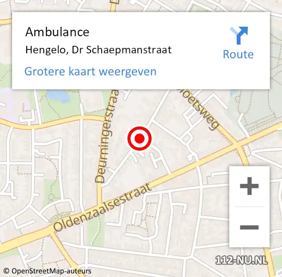 Locatie op kaart van de 112 melding: Ambulance Hengelo, Dr Schaepmanstraat op 4 oktober 2014 16:41