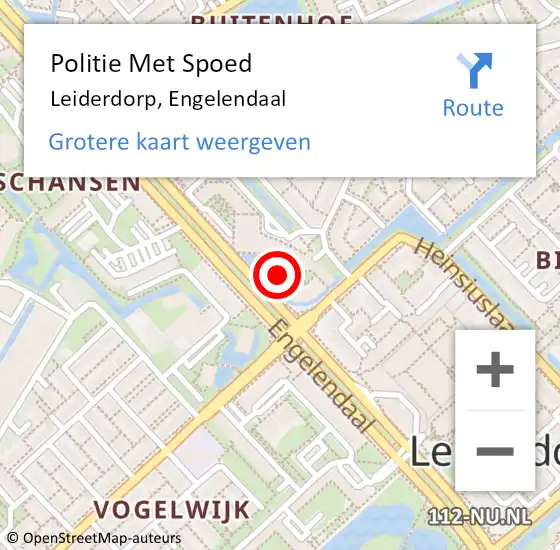 Locatie op kaart van de 112 melding: Politie Met Spoed Naar Leiderdorp, Engelendaal op 4 mei 2024 09:23