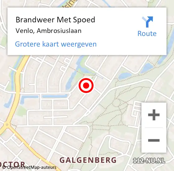 Locatie op kaart van de 112 melding: Brandweer Met Spoed Naar Venlo, Ambrosiuslaan op 4 mei 2024 10:04