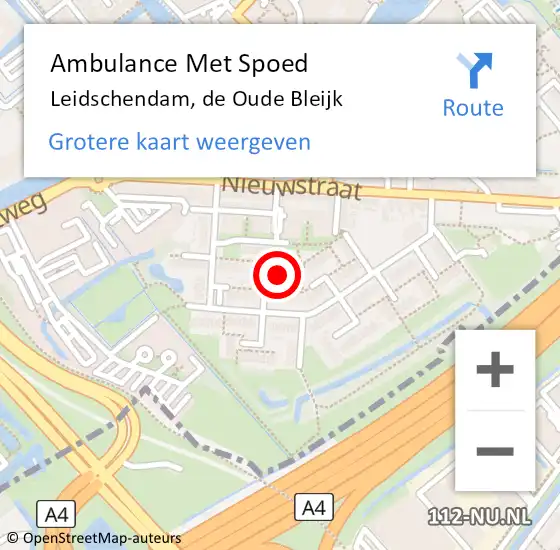 Locatie op kaart van de 112 melding: Ambulance Met Spoed Naar Leidschendam, de Oude Bleijk op 4 mei 2024 10:14