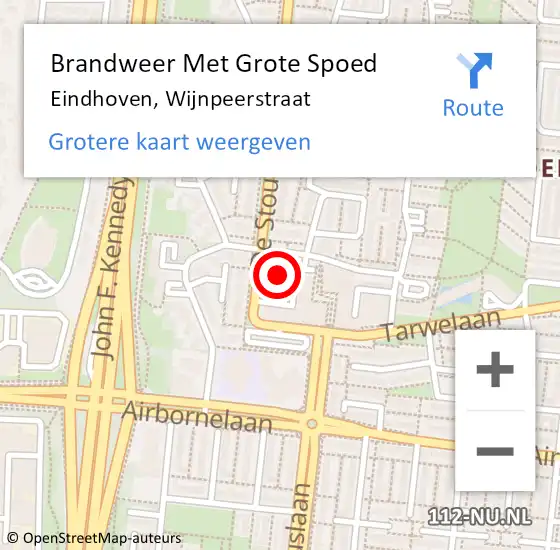Locatie op kaart van de 112 melding: Brandweer Met Grote Spoed Naar Eindhoven, Wijnpeerstraat op 4 mei 2024 10:19