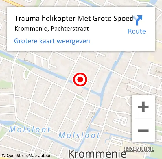 Locatie op kaart van de 112 melding: Trauma helikopter Met Grote Spoed Naar Krommenie, Pachterstraat op 4 mei 2024 10:36