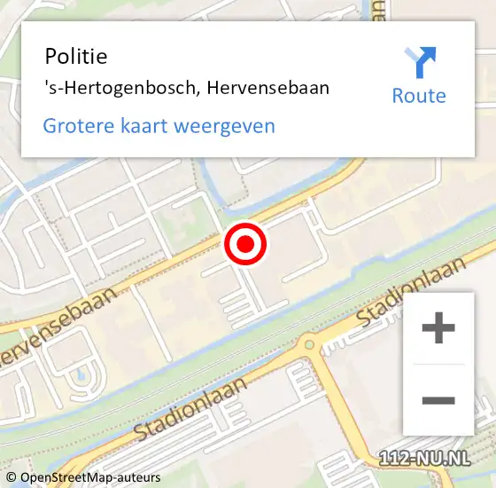 Locatie op kaart van de 112 melding: Politie 's-Hertogenbosch, Hervensebaan op 4 mei 2024 11:08