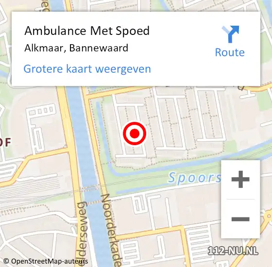 Locatie op kaart van de 112 melding: Ambulance Met Spoed Naar Alkmaar, Bannewaard op 4 mei 2024 11:16