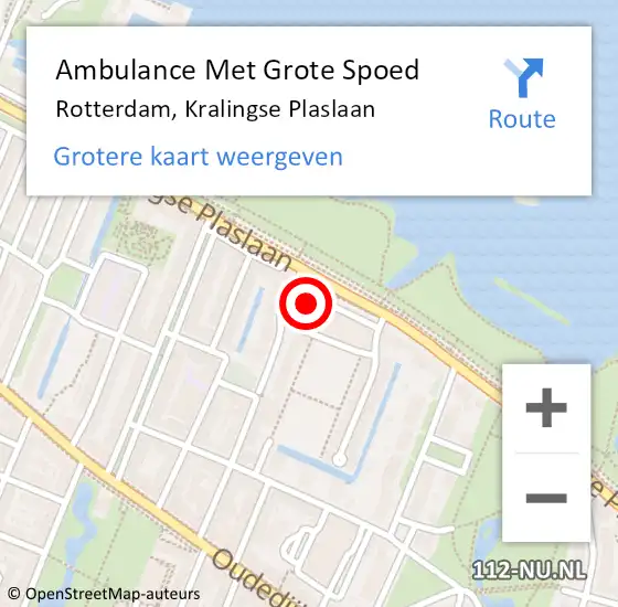 Locatie op kaart van de 112 melding: Ambulance Met Grote Spoed Naar Rotterdam, Kralingse Plaslaan op 4 mei 2024 11:20