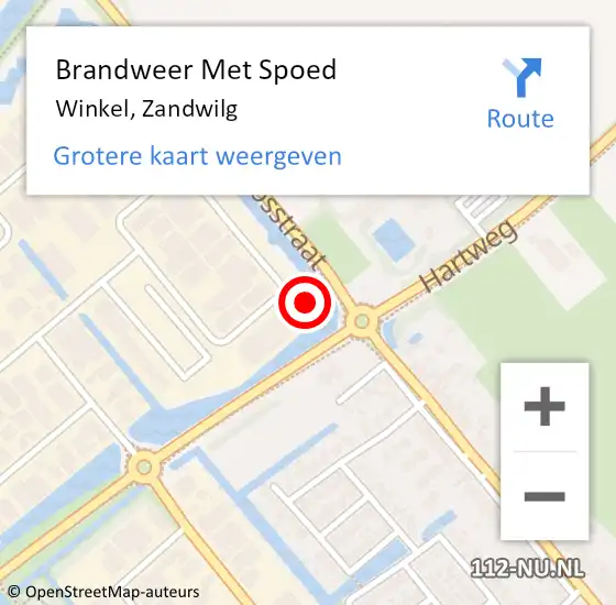 Locatie op kaart van de 112 melding: Brandweer Met Spoed Naar Winkel, Zandwilg op 4 mei 2024 11:36