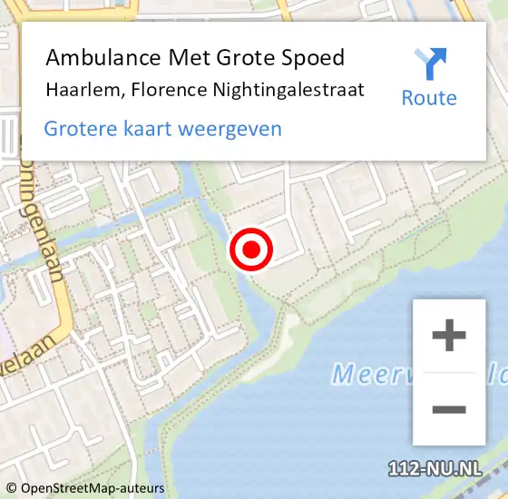 Locatie op kaart van de 112 melding: Ambulance Met Grote Spoed Naar Haarlem, Florence Nightingalestraat op 4 mei 2024 11:38