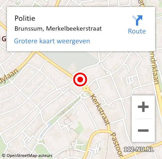 Locatie op kaart van de 112 melding: Politie Brunssum, Merkelbeekerstraat op 4 mei 2024 11:39