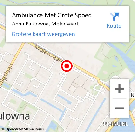 Locatie op kaart van de 112 melding: Ambulance Met Grote Spoed Naar Anna Paulowna, Molenvaart op 4 mei 2024 11:39
