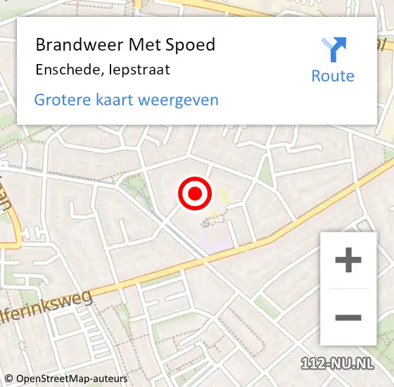 Locatie op kaart van de 112 melding: Brandweer Met Spoed Naar Enschede, Iepstraat op 4 mei 2024 11:53