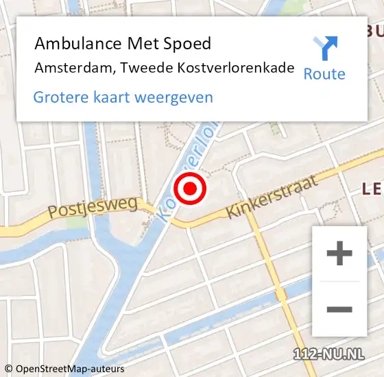 Locatie op kaart van de 112 melding: Ambulance Met Spoed Naar Amsterdam, Tweede Kostverlorenkade op 4 mei 2024 12:01