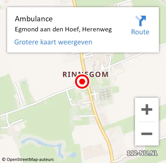 Locatie op kaart van de 112 melding: Ambulance Egmond aan den Hoef, Herenweg op 4 mei 2024 12:05