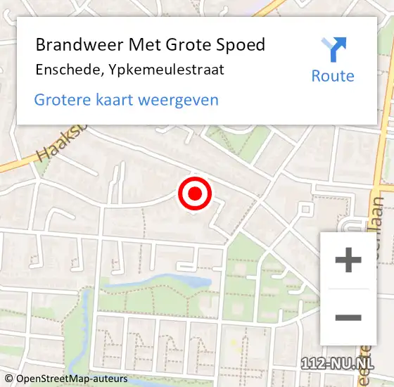 Locatie op kaart van de 112 melding: Brandweer Met Grote Spoed Naar Enschede, Ypkemeulestraat op 4 mei 2024 12:15