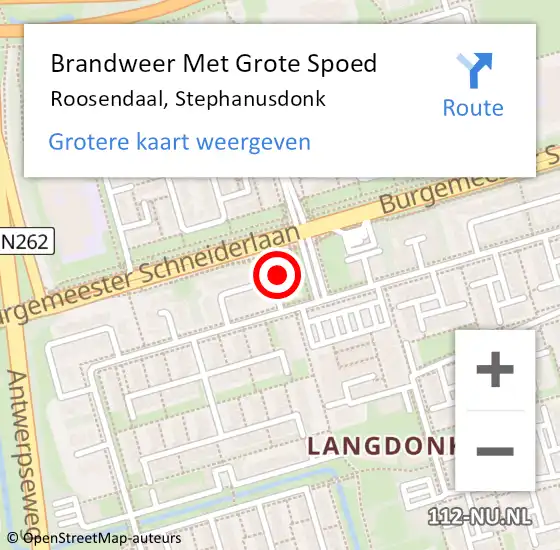 Locatie op kaart van de 112 melding: Brandweer Met Grote Spoed Naar Roosendaal, Stephanusdonk op 4 mei 2024 12:18