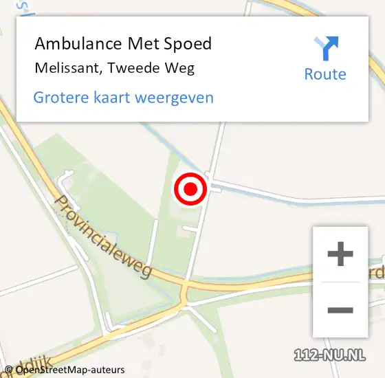 Locatie op kaart van de 112 melding: Ambulance Met Spoed Naar Melissant, Tweede Weg op 4 mei 2024 12:24