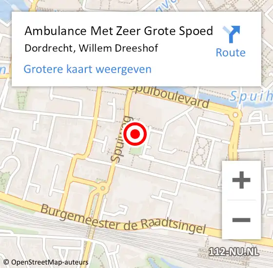 Locatie op kaart van de 112 melding: Ambulance Met Zeer Grote Spoed Naar Dordrecht, Willem Dreeshof op 4 mei 2024 12:26